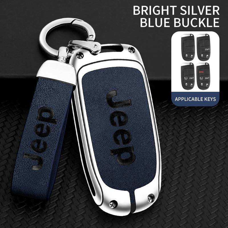 Zinc Alloy Leather Car Key Case For Jeep Grand Cherokee WK2 KL Wrangler JK JL MP Patriot Renegade Commander Compass Accessories