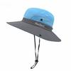 Summer Women Large Wide Brim Bob Hat Sun UV Protection UPF 50+ Hat Bucket with Chain Strap Outdoor Fishing Hiking Hat for Female