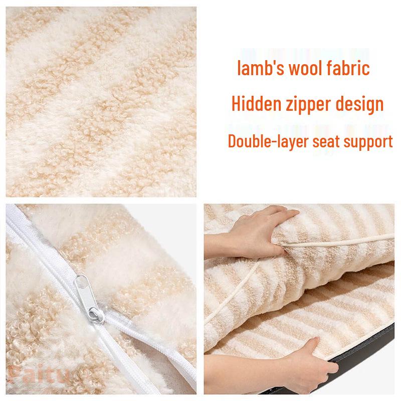 Zimní pelíšek pro domácí mazlíčky z pruhované jehněčí vlny: Útulný, Snímatelný a Pratelný