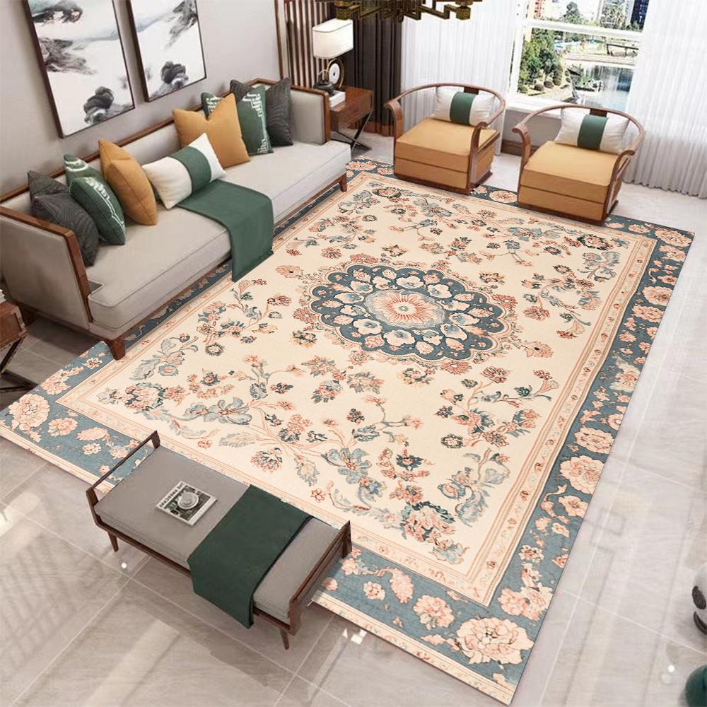 Bohemian Teppich, Teppich für Wohnzimmer Schlafzimmer Sofadekoration, Kinderspiel Rutschfeste Bodenmatte Schlafzimmer Dekor Maschinenwaschbar