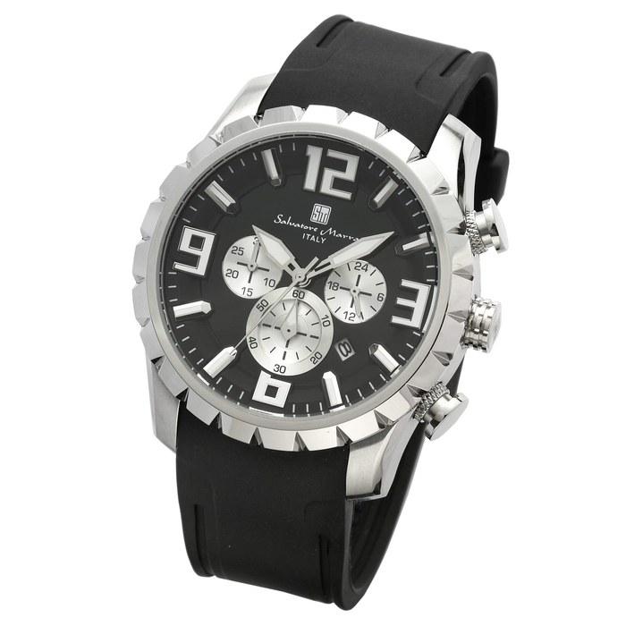 [Salvatore Marra] Men s Chronograph Watch, SSBKBK, Black/Silver
