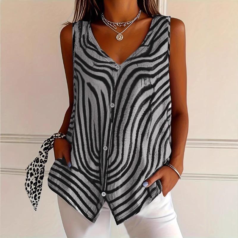 IHUASU Women's Fashion Casual Sleeveless V-Neck  Blouses & Shirts