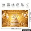 Sfondo 2D Oro per il 20° Anniversario con Torta, Regali e Striscione Scintillante