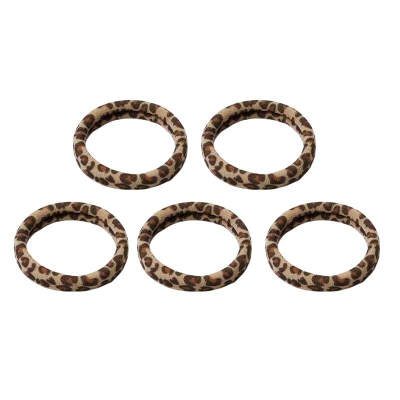 Pack of 5pcs High Elasticity Leopard Print Hair Ties Gentle Nonslip Fabric Hair Bands For Women Girls Daily Styling
