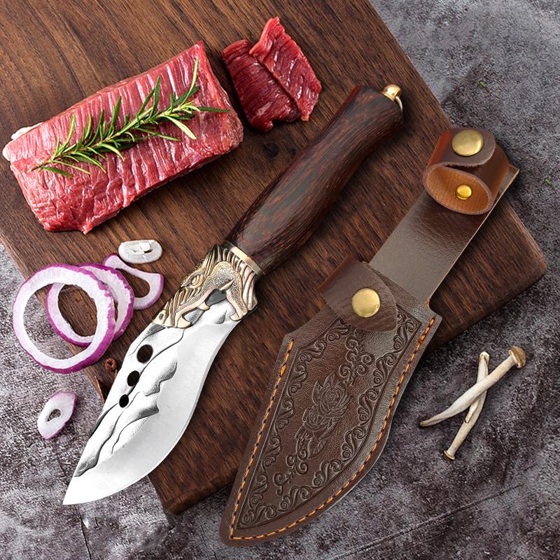 Hackmesser Fleisch BBQ Küchenmesser Handgeschmiedet Metzger Ausbeinmesser Holzgriff Allzweckmesser Kochmesser Tranchieren Fisch Obst Steakmesser