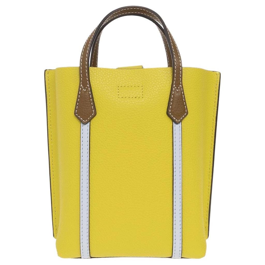 Tory Burch Perry Logo Color Block Leather Tote Bag Women tote Yellow 145986-300