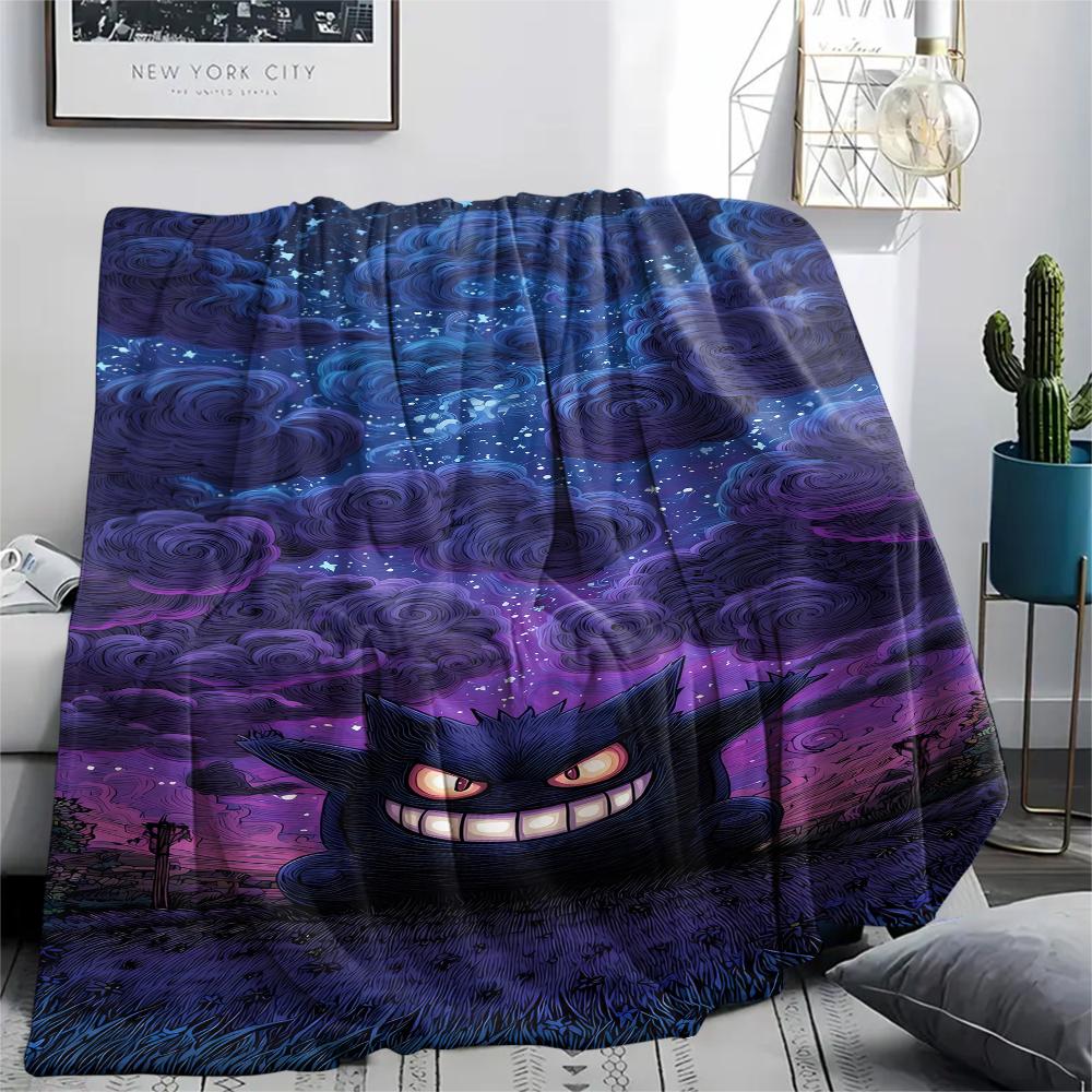 Gengar Print Flannel Blanket,High quality Comfortable for All Seasons,Home Decor,Warmth and Comfort,Perfect for Christmas Gifts
