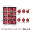 6cm Irregular Shape Christmas Ball Ornaments Set - 12pcs in Gift Box for Tree & Window Decorations