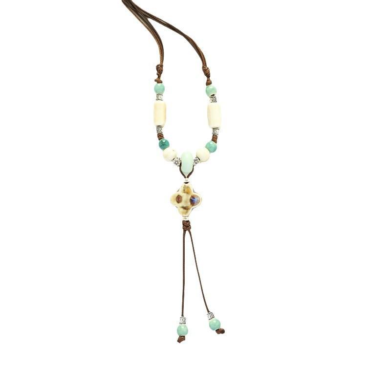 Bohemian Retro Butterfly Pendant Ceramic Necklace