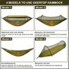 3-in-1 Outdoor Double Hammock with Anti-Rollover, Quick-Open Swing, Mosquito Net & Sunshade for Camping