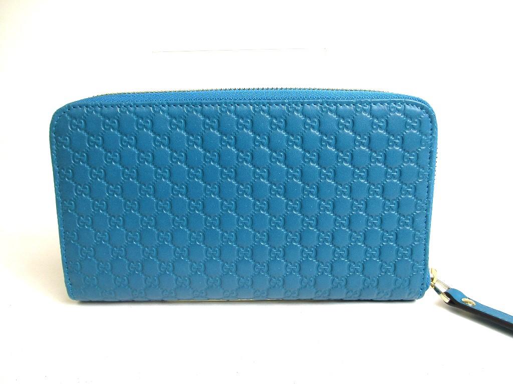 Authentic GUCCI Micro Guccissima Turquoise Leather Round Zip Long Wallet #a349  Refurbished