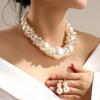 Simple Size Pearl Temperament Women's Necklace Earrings Women's Jewelry Set