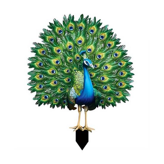 Peacock Garden Stake 2D Its Tail Yard Acrylic Peacock Spreading Art Stake Waterproof