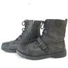 POLO RALPH LAUREN Leder Mid Boots 8 25.5-26.0 Schwarz Seitenreißverschluss Schnürung(GEBRAUCHT)