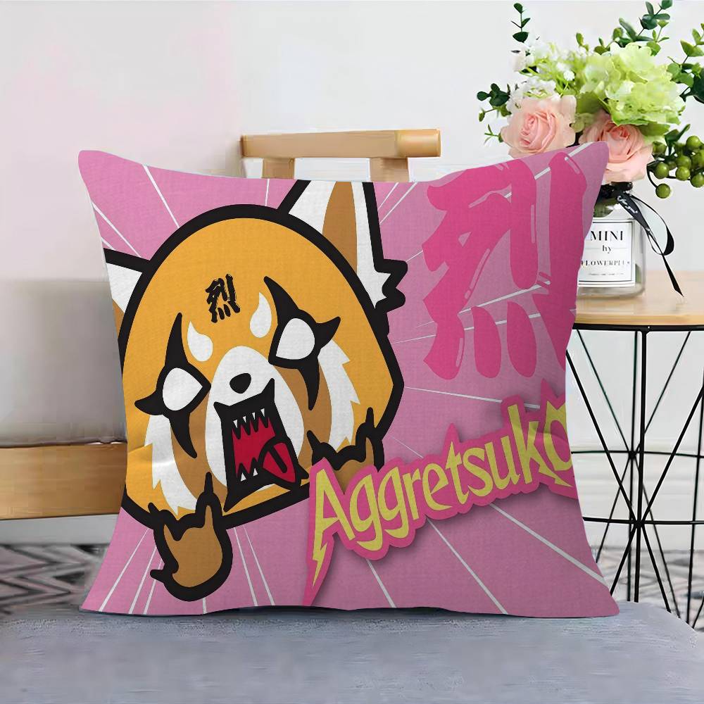 A-Aggretsuko Red Cute Panda Lucky Dragon Pillow Cover Sofa Cushion Cover Home Room Decoration Children Gift