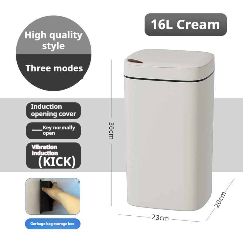 16L Smart Sensor Trash Can Waterproof Garbage Storage Box with Lid Three-sensor Mode USB Bathroom Kitchen Bedroom Wastebasket