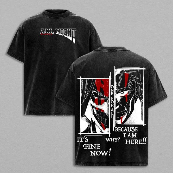 

Anime My Hero Academia All Might Graphic T Shirt Men Women Clothing Casual Loose Cotton Tshirt Washed T-shirt Harajuku Male Tops S чёрный