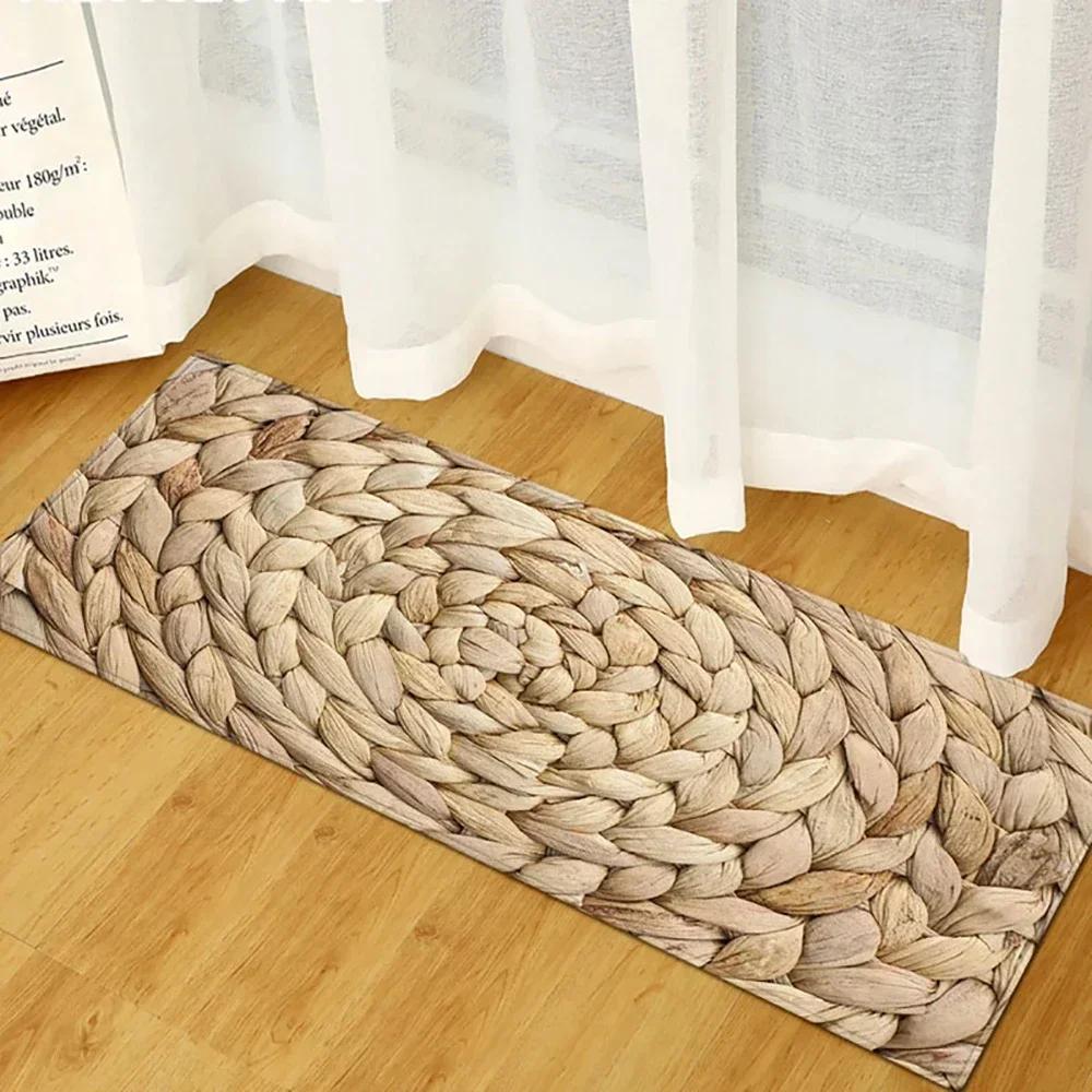 Wood Pattern Anti-Slip Kitchen Mat Absorbent Floor Rug for Bedroom Living Room Hallway Balcony Entrance Doormat