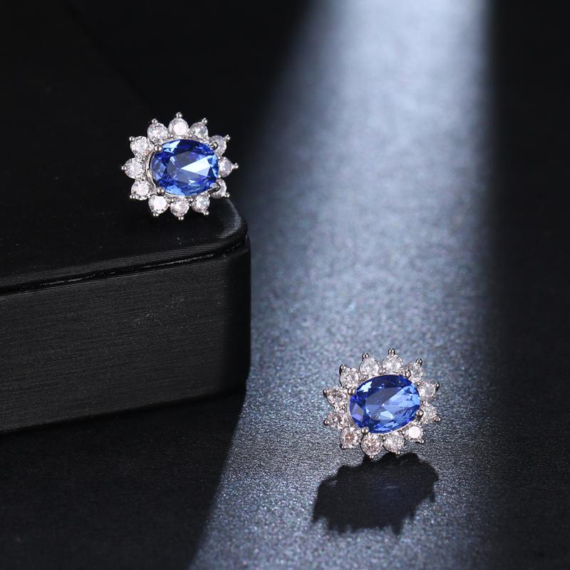 Bettyue Classic Round Design Noble Earring For Women &Girls Fashion Statement Shiny Blue Cubic Zircon Jewelry In Party Gift