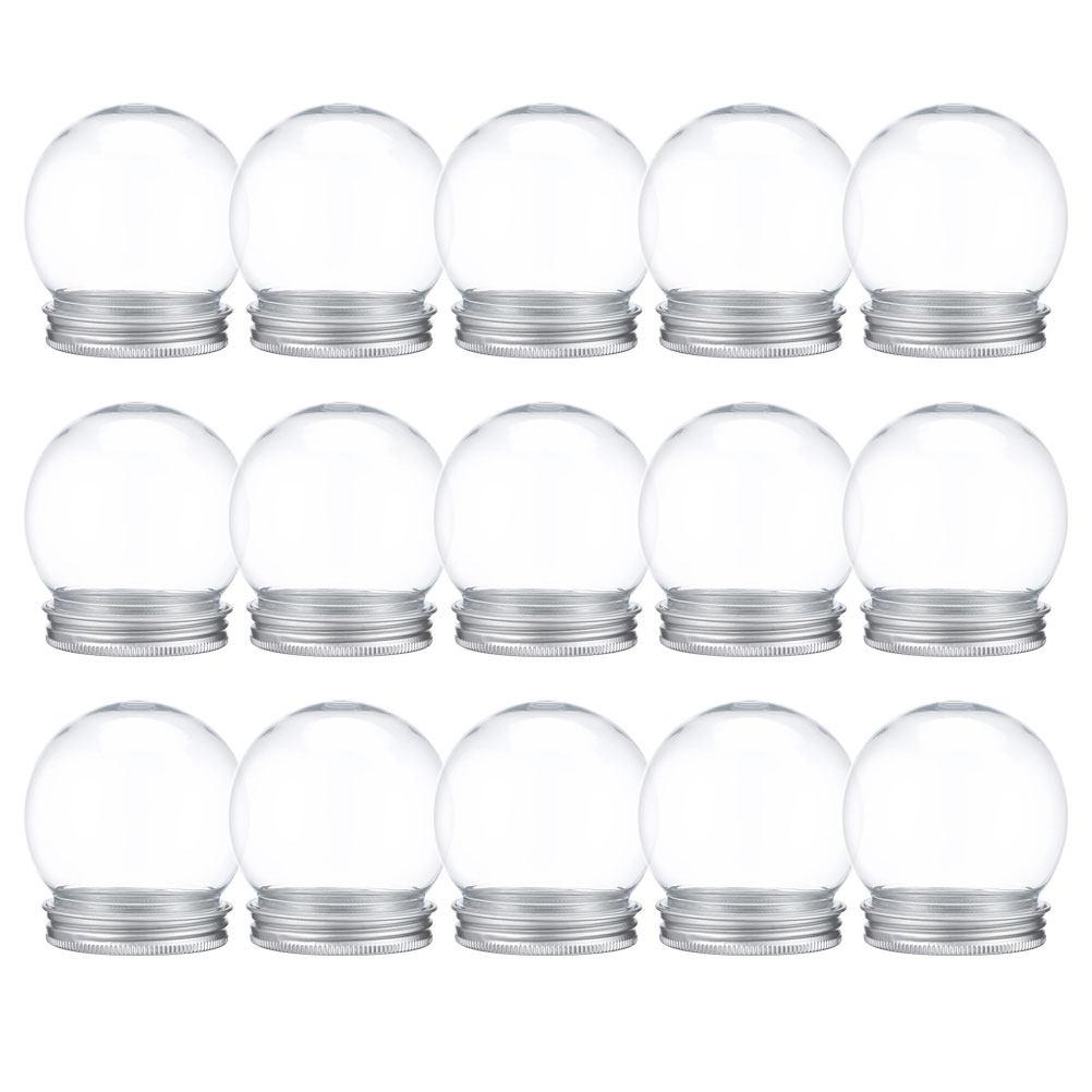 9Pcs Snow Globe Candy Jar Clear Plastic Round Craft Kit DIY Holiday Decorations Snow Globe Ornament Craft Making Parts