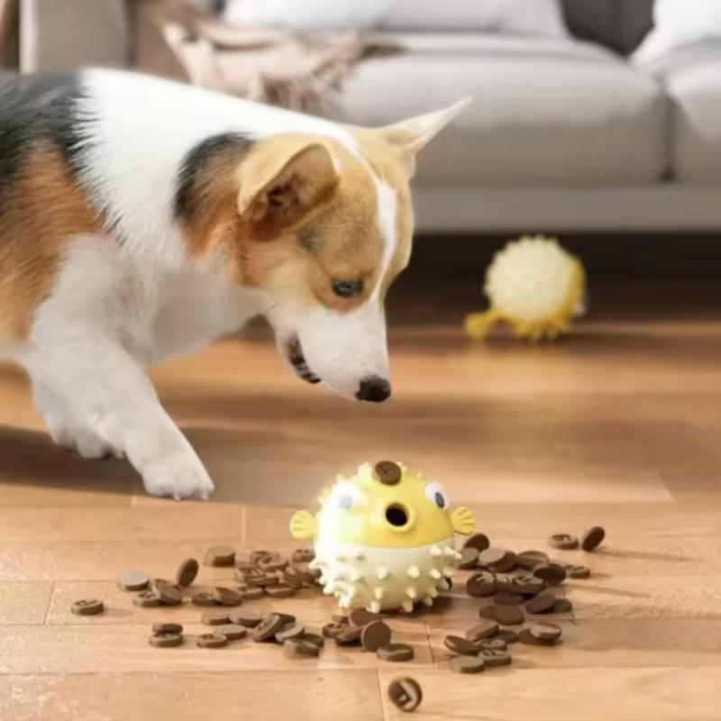 Durable Chew Resistant Interactive Bouncing Fish Dog Toy with Sound Fun Ball Leak Proof Design to Relieve Pet Boredom