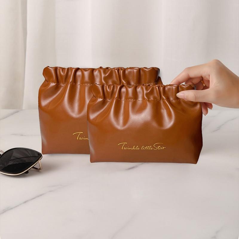 Automatic Closing Mini Storage Bag Travel Portable PU Leather Lipstick Makeup Cable Coins Keys Jewelry Earphone Storage Organizer