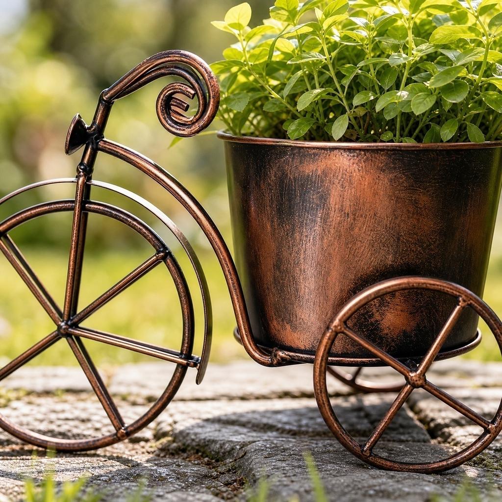 Fioriera Triciclo Vintage, Vaso da Fiori Rustico per Decorazione Giardino