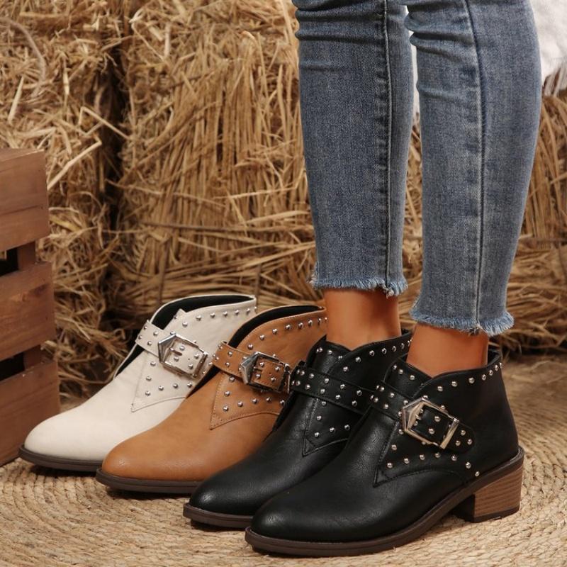 Fashion Fall-winter 2025 Fashion Plus-size Chelsea Boots for Women Studded and Buttoned Casual Ankle Boots for Women