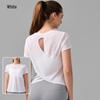 T-shirt da Yoga da Donna Traspirante con Schiena Vuota - Manica Corta Leggera per Danza, Fitness e Corsa