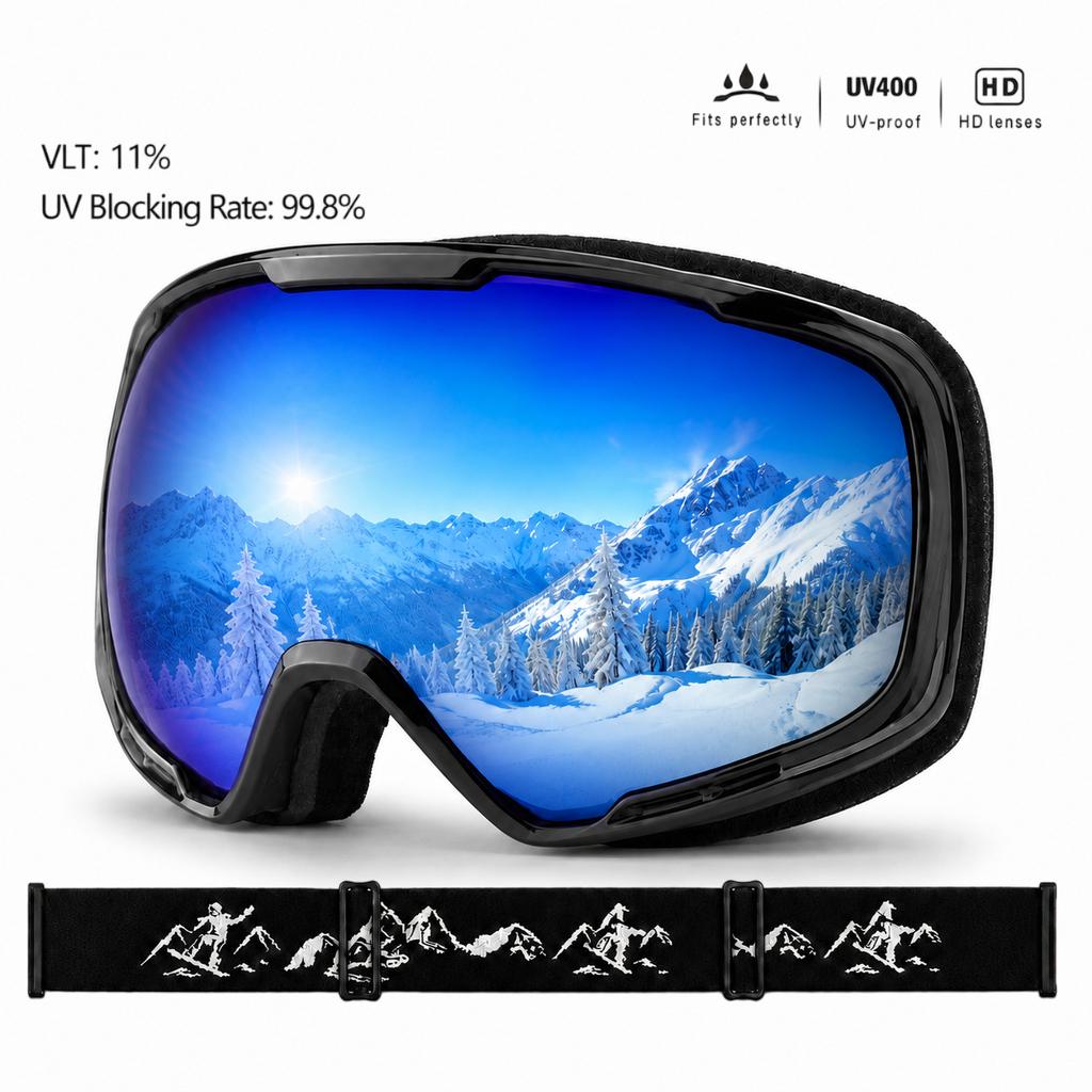 Double-layer anti-fog children's ski goggles, high-definition, UV-resistant, spherical lenses, outdoor mountaineering, windproof, and snowproof