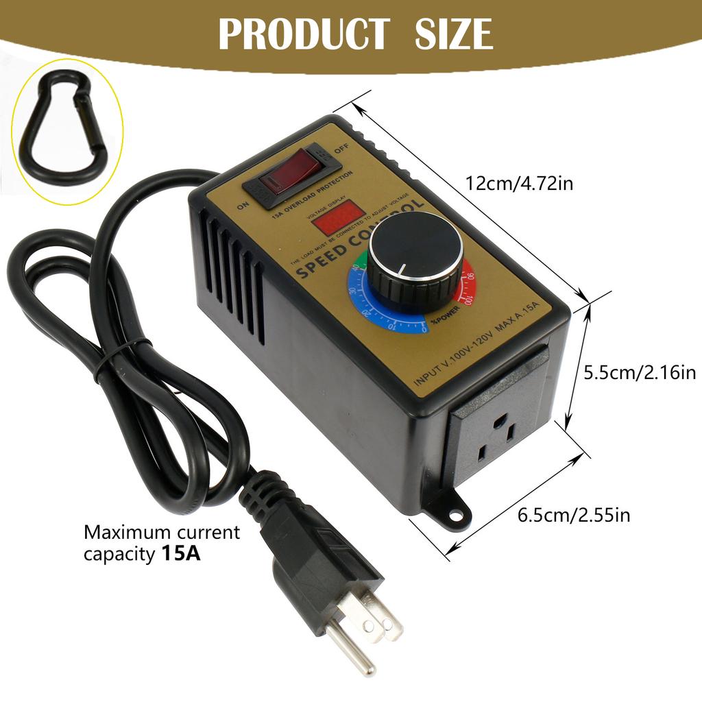 Regulátor rychlosti motoru 4000W 110-120V 15A Regulátor napětí rychlosti motoru US Spínač s proměnnou rychlostí Bezpečný pro elektrickou úhlovou brusku