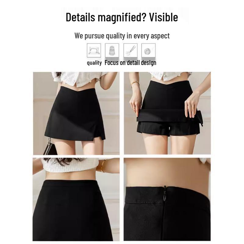 Plus Size Black Irregular Slit Skirt for Women - Anti-Exposure, Slightly Chubby, Hip-Hugging Short Skirt for Spring/Summer