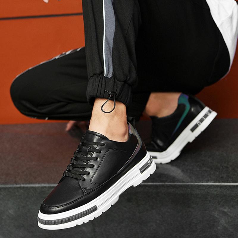 Nye Herre Høydeøkende Sko 8cm 10cm Luksusmerke Sneaker Ekte Skinn Herre Skjulte Hæler Mote Flats Fritidssko