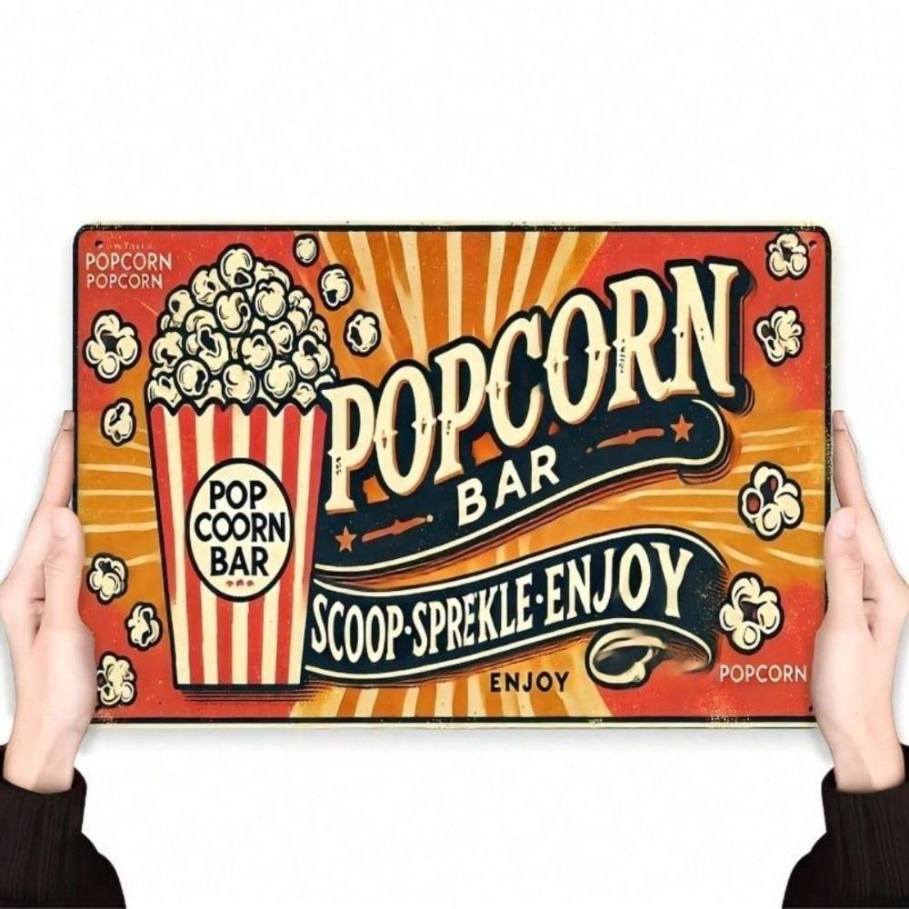 Metal Wall Art Vintage Popcorn Bar Sign Retro Cinema Decor for Bar