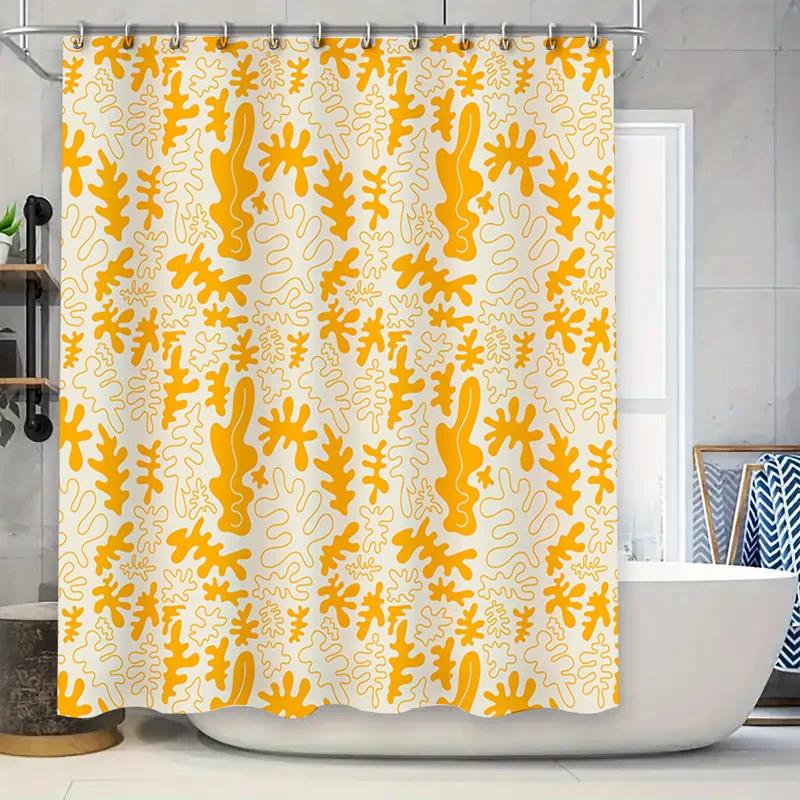 

Fashionable Shower Curtain Modern Abstract Print Design For Bathroom Decor Orange Yellow Colorful Pattern Waterproof Fabric 72 W60H190(CM)-1 Pcs