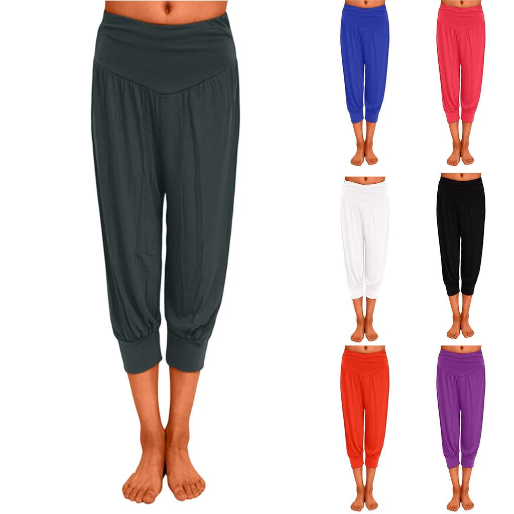 Women's Solid Color Loose Casual Yoga Seven-inch Wide-leg Pants
