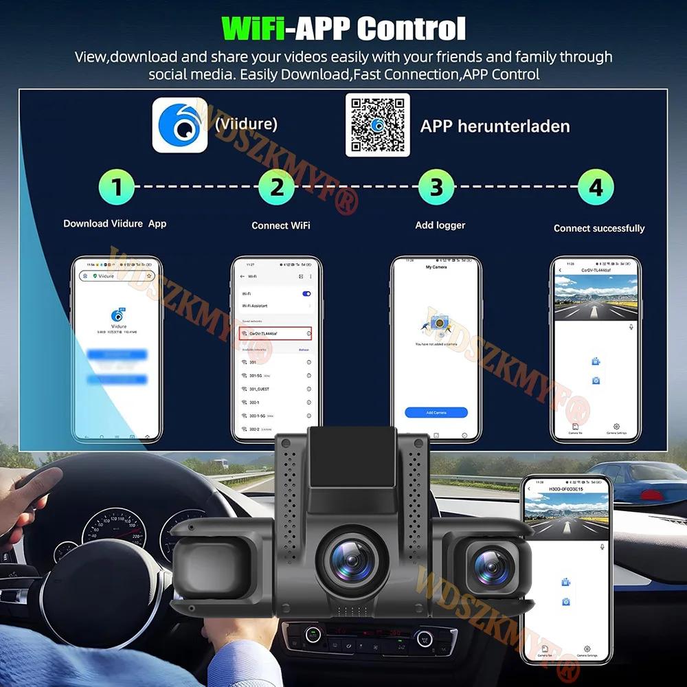 New 360° Car Dash Cam 4 Channels WIFI Video Recorder 1080P Car DVR Front inside Rotatable and Rear View Night Vision Black Box