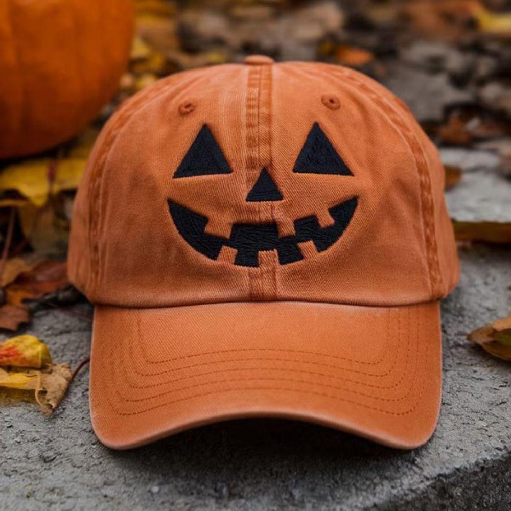 Breathable Halloween Baseball Cap Embroidery Sunshade Cap Cute Embroidered Pumpkin Hat Women's