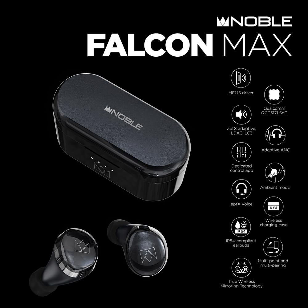 Noble Audio FALCON MAX NOB-FALCONMAX-B [Ships from an authorized Japanese retailer] Wireless Bluetooth Earphones with High-End MEMS Drivers