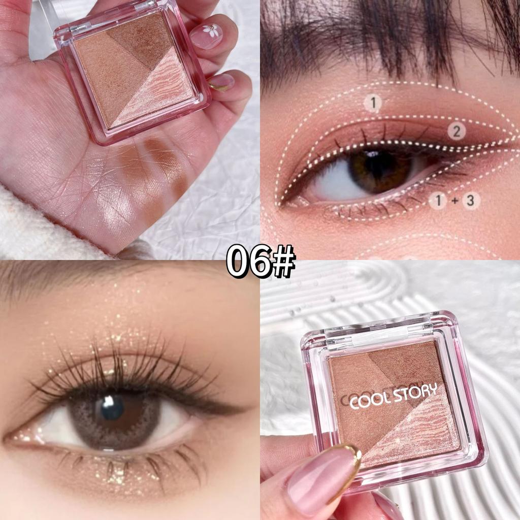 3-color Caramel Chocolate Eyeshadow Palette Pearlescent Whitening Mini Eye Shadow Palette Waterproof Glitter Powder Set Portable