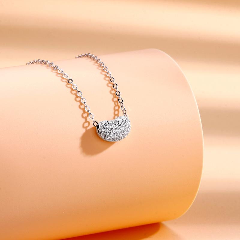 Full Diamond Acacia Red Bean Necklace Women's Niche Exquisite Small Fashion Versatile Bean Item Jewelry
