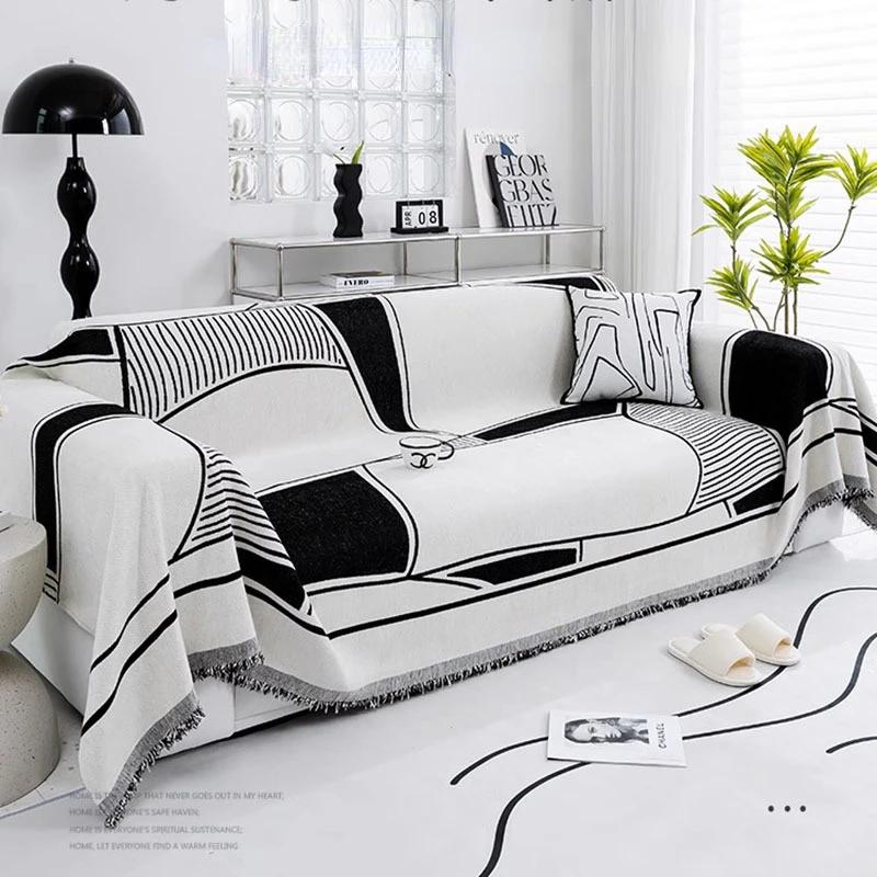 Nordic Tassel Throw Blanket Single Full Four Season Cotton Sofa Cover Dust Anti-cat Scratch Protection Cover Sofa Blanket Carpet