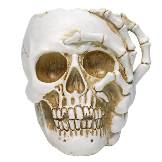 Skull Flower Pot Resin Human Skull Planter Weatherproof Gothic Plant Pot for Planting Succulents Indoor Outdoor Use
