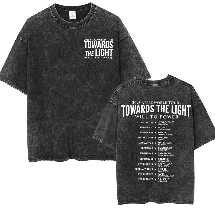 Tee Shirt Homme Graphic TShirts Men Tshirt for Men Ropa Hombre Korean Ateez Fin Wjll Album Concert Vintage Washed Camisetas