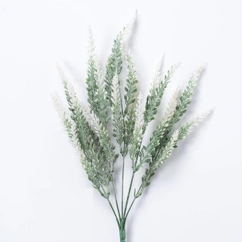 

6pcs Artificial Plants Plastic Wheat Ears 5 Fork Lavender Branch Home Decor Simulation Flocking Green Plant Wedding Decoration белый