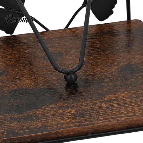 Rustic Napkin Holder Holder, with Anti-Slip Wooden Base And Weighted Arm, Smooth Stable Dispenser Access Square Iron Stand, for Restaurants