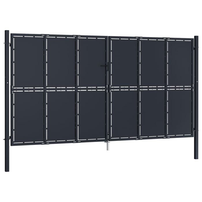 Portail de jardin - VIDAXL - Acier - 400 x 175 cm - Anthracite - Battant