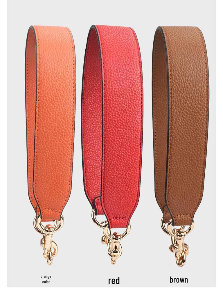 Women's Faux Leather Shoulder Strap Bag Accessory - Imitation Cowhide, Single Wide Short Handheld Strap