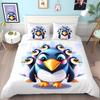 Cartoon Penguin Duvet Cover Set With Matching Whimsical Bedding In Pastel Blue Suitable Children Kids And Adults Warm And Soft