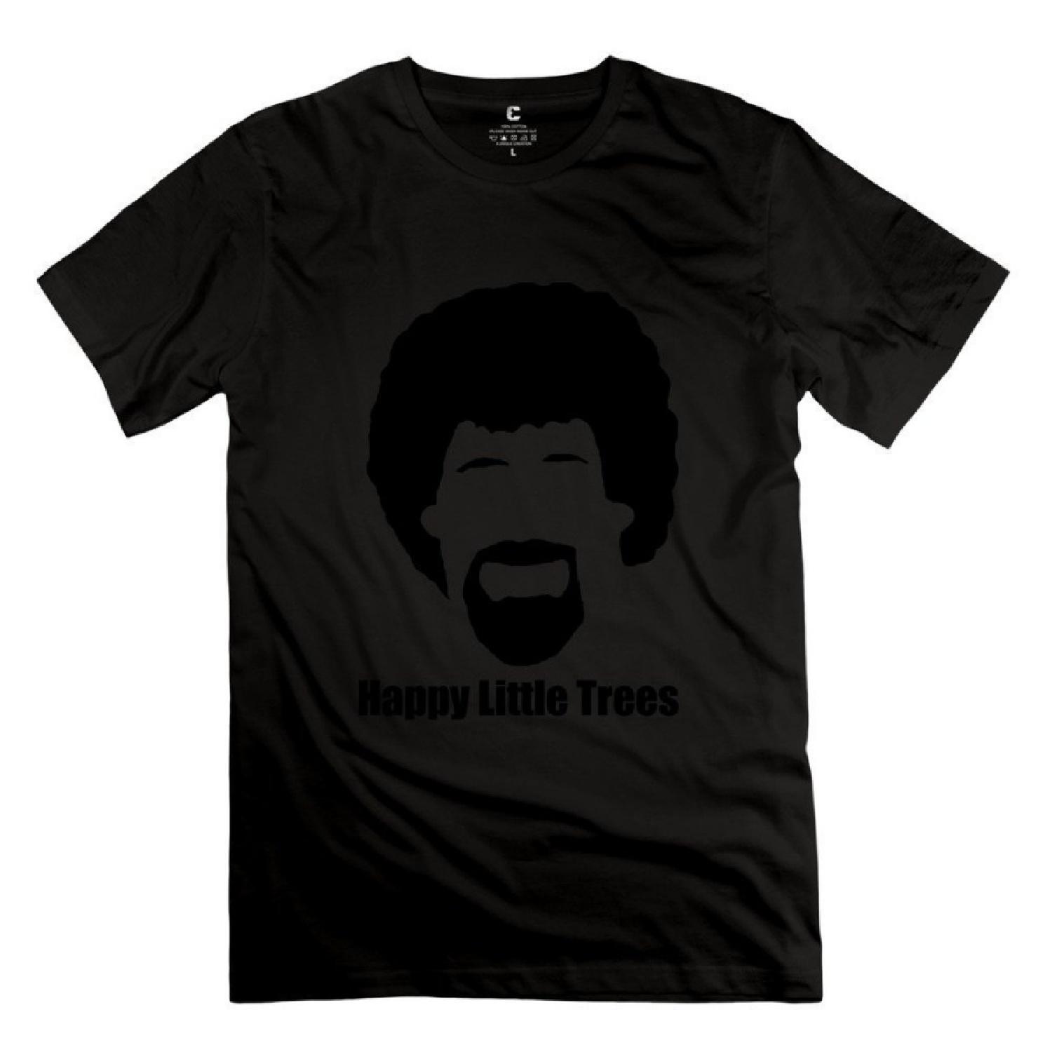 Yisw Male Happy Little Trees T-Shirt M Black Short Sleeve Quotes Apparel XXXXXL разноцветный